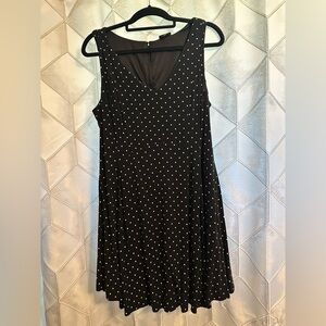 Torrid sleeveless lined black polka dot dress